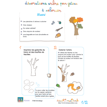 Décorations arbre pour gâteau à colorier