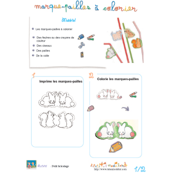 8 Marque-pailles à colorier