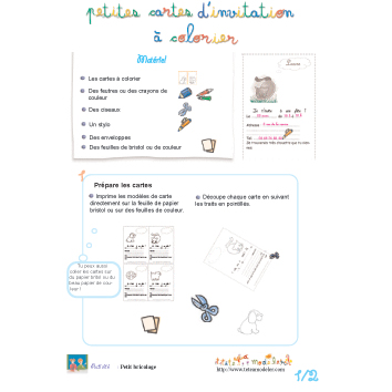 8 Petites cartes d'invitation à colorier