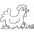 poule et son poussin endormi à imprimer