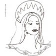coloriage princesse portrait de la princesse au diadème rond à colorier