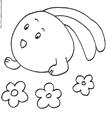 Coloriage du lapin boule aux oreilles couchées