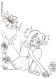 Coloriage de la fée cueillant des fleurs 