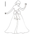 coloriage princesse Coloriage de la princesse avec une robe de bal au gros noeud