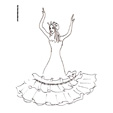 Coloriage de la princesse avec une robe volantée dessin 37