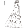 Coloriage de la princesse avec une robe aux petits noeuds