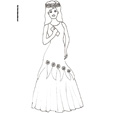 coloriage princesse Coloriage de la princesse à la couronne de fleurs