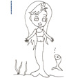 Sirène à la tête de poupée coloriage 12