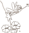 coloriage de la petite fée qui danse dans les fleurs