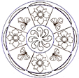 coloriage d'un mandala aux fleurs et feuilles 
