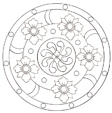 coloriage d'un mandala aux 5 grosses fleurs