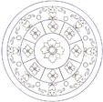coloriage d'un mandala aux petites fleurs et arabesques