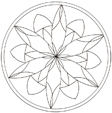 coloriage d'un mandala rosace à 6 branches