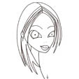 coloriage du visage de la fille à la raie au milieu 