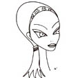 coloriage du visage de la fille sans frange et au bandeau 