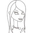 coloriage du visage de la fille aux cheveux longs et au collier