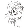 coloriage du visage de la fille au foulard 