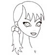 coloriage du visage de la fille à la grosse queue de cheval