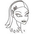 coloriage du visage de la fille aux cheveux longs attachés par 3 barrettes