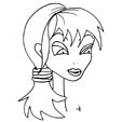 coloriage du visage de la fille aux cheveux attachés en queue