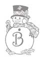 Coloriage lettre "B" du bonhomme de neige au chapeau
