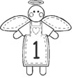 Coloriage des chiffres ange de Noël : 1