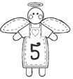 Coloriage des chiffres ange de Noël : 5