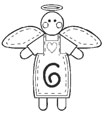 Coloriage des chiffres ange de Noël : 6