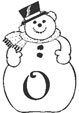 Coloriage du Bonhomme de neige chiffre 0