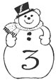 Coloriage du Bonhomme de neige chiffre 3