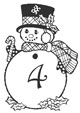 Coloriage des chiffres Bonhomme de neige : 4