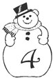 Coloriage du Bonhomme de neige chiffre 4