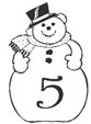 Coloriage du Bonhomme de neige chiffre 5