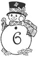 Coloriage des chiffres Bonhomme de neige : 6