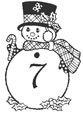 Coloriage des chiffres Bonhomme de neige : 7