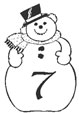 Coloriage du Bonhomme de neige chiffre 7