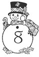Coloriage des chiffres Bonhomme de neige : 8
