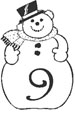 Coloriage du Bonhomme de neige chiffre 9