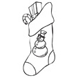 coloriage d'une botte de Noël décorée d'un bonhomme de neige