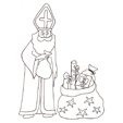 coloriage de Saint Nicolas aux deux sacs