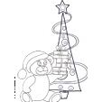 Coloriage de l'ours devant le sapin de Noël