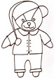 Coloriage de l'ours au bonnet de nuit