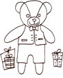 Coloriage de petit ours et les cadeaux