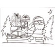 Coloriage du Père Noël qui traîne ses cadeaux dessin 43