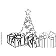 Coloriage de 3 cadeaux devant le sapin