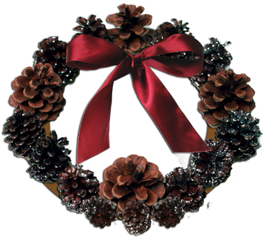 Couronne de Noël en pommes de pin collés