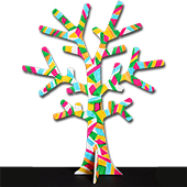 Arbre à bijoux color blocks