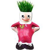 Figurine peinte pour faire pousser de l'herbe