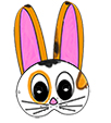 Découper le masque de lapin colorié