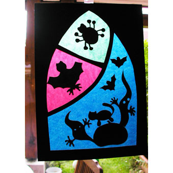 Halloween : décors de fenêtre en papier vitrail